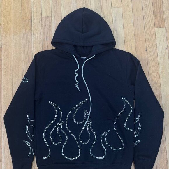 Bleecker & Mercer Black Hoodie Flame Rhinestone Design – Size M - Picture 1 of 9